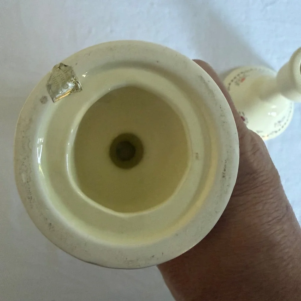 Vintage Colonial‎ Candle Ceramic Candlestick Holders Floral Holly Cottagecore